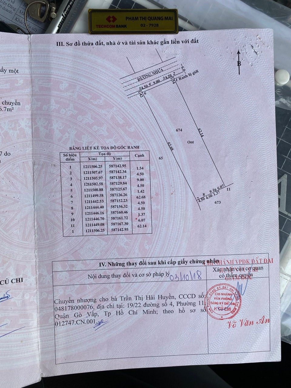Bán lô đất MT đường nhựa Đặng Thị Giọt, dt 1.099m, full thổ cư, xã Củ Chi
