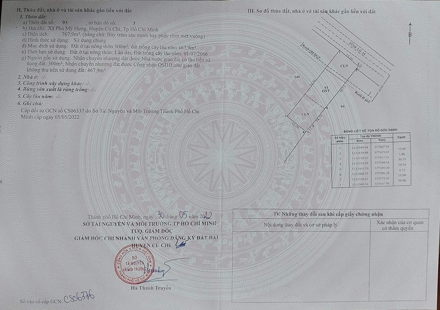 Bán lô đất góc mặt tiền Tỉnh lộ 15, dt 768m2, có 300m thổ cư, xã An Nhơn Tây