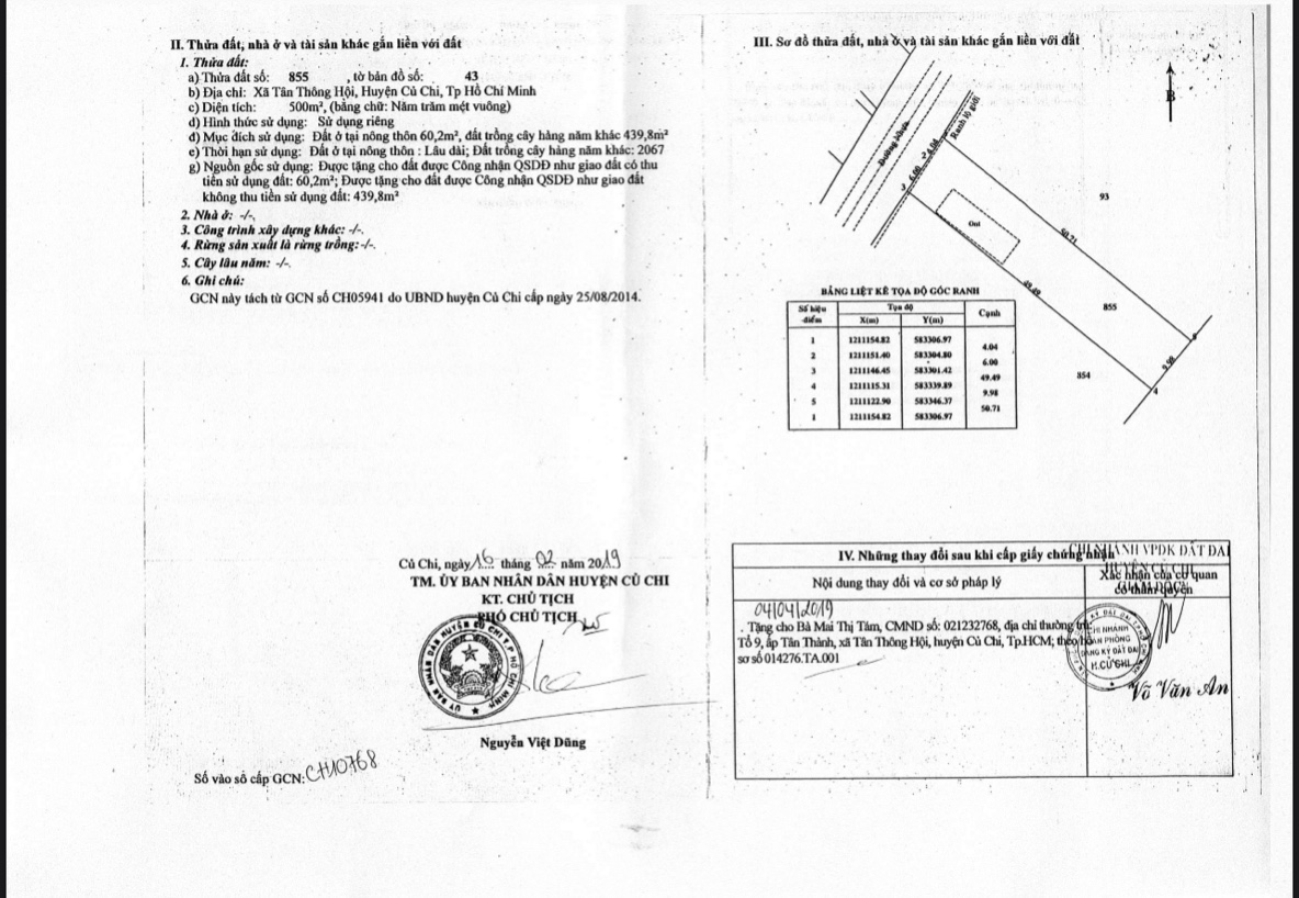 Bán lô đất MT đường nhựa 24, 500m2, có 60m thổ cư, xã Củ Chi