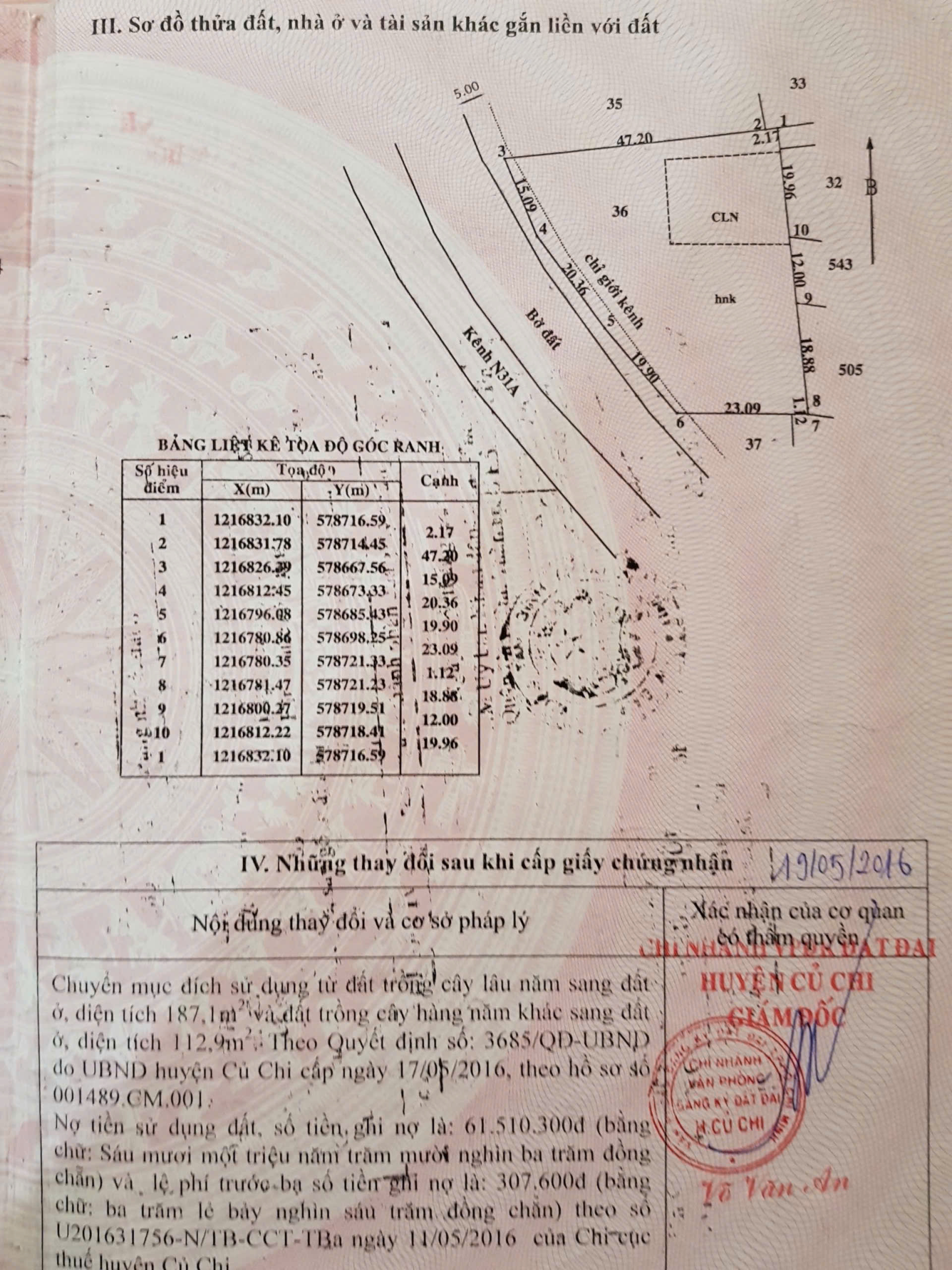 “GIẢM HƠN 1 TỶ” lô đất mặt tiền Kênh N31A diện tích 1.893m2, 300m thổ cư, xã Nhuận Đức.
