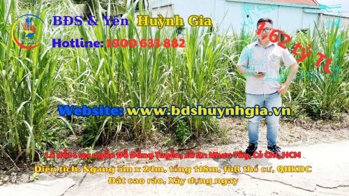 lô đất 1 sẹc ngắn đường Đỗ Đăng Tuyển, diện tích 118m, full thổ cư, xã An Nhơn Tây