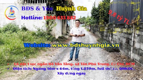 1/ ngắn Hồ Văn Tắng, 1029m2, full thổ