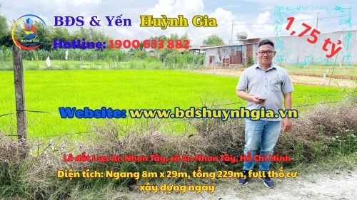 Đất ngộp giảm giá MT đường trải đá 1 sẹc ngắn đường An Nhơn Tây, DT 229 m2, Full thổ cư 100%, An Nhơn Tây