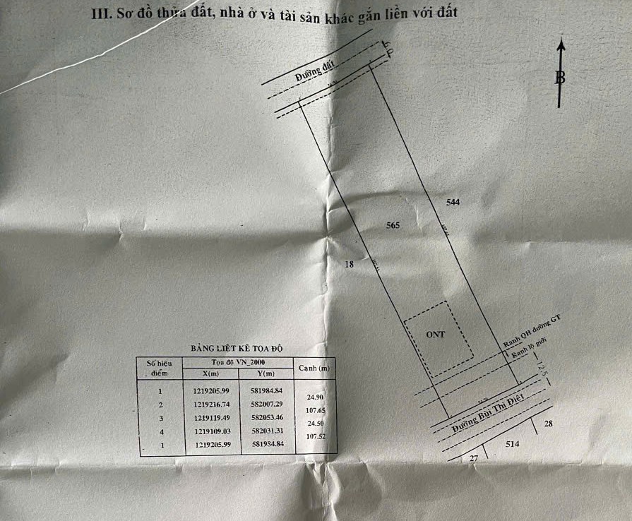 Đất Củ Chi! bán lô đất mặt tiền đường Bùi Thị Điệt, dt 2.657m2, 300m thổ, xã Pham Văn Cội (Nhuận Đức mới)